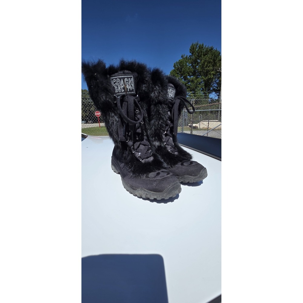 Coach Jennie 7.5 Fur Lined Lace Up Boots, Fall, Casual, Festival, Concert Luxury